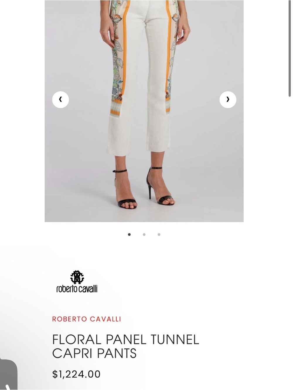 Roberto Cavalli White Capri Pants with Orange Floral Side Panels